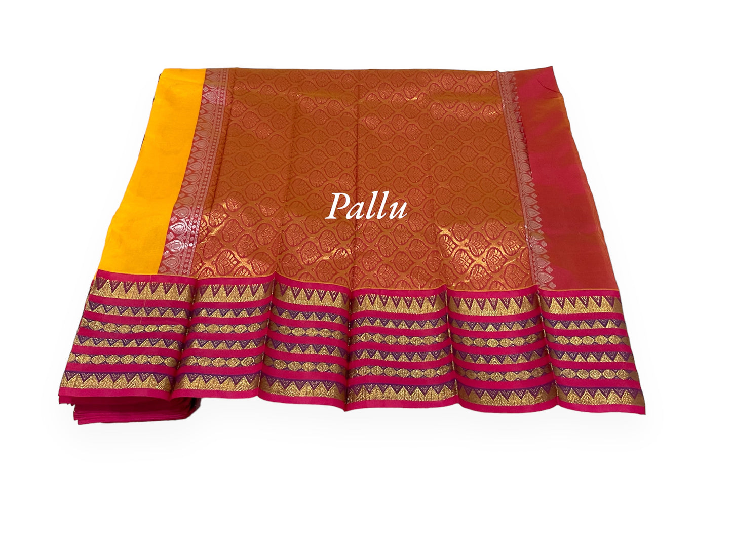 Yellow and Red Colour Chanderi Cotton Saree