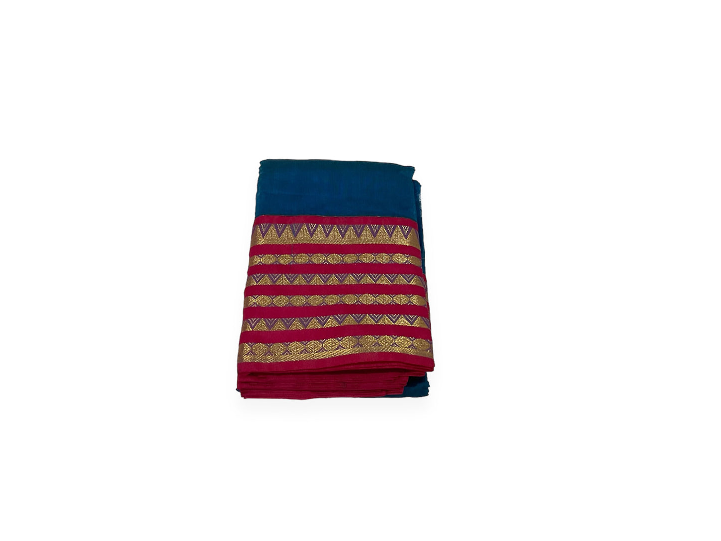 Blue and Red Colour Chanderi Cotton Saree