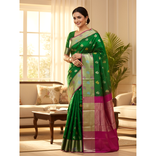 Lightweight Cotton Pattu Saree with Royal Appeal