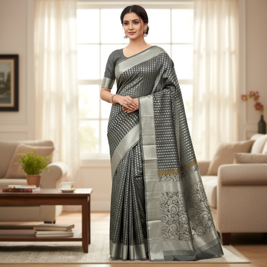 Black Mono Cotton Saree