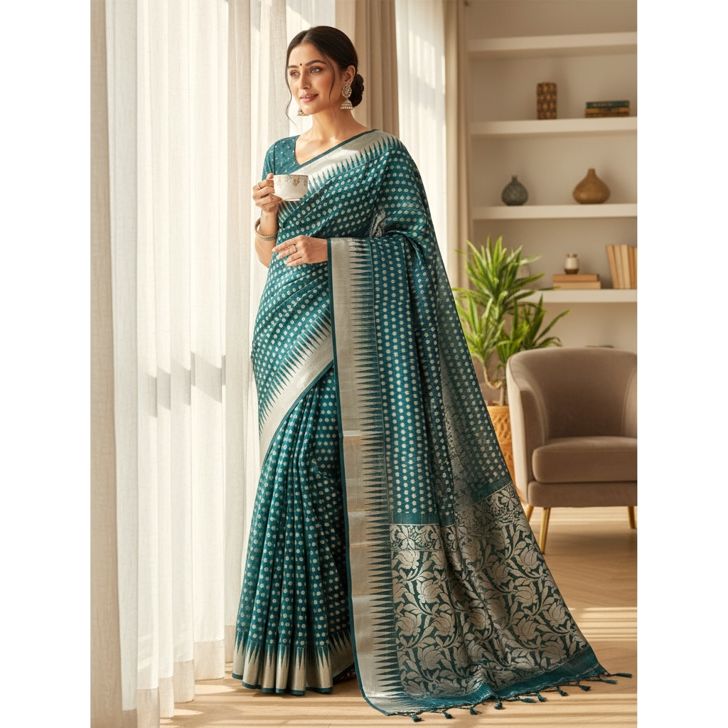 Dark Blue Colour Mono Cotton Saree