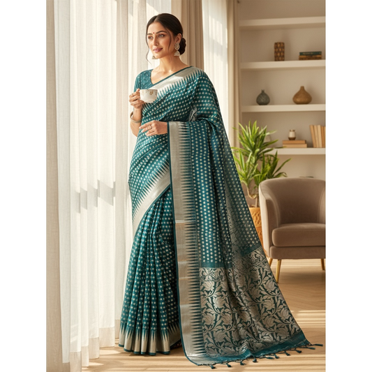 Dark Blue Colour Mono Cotton Saree