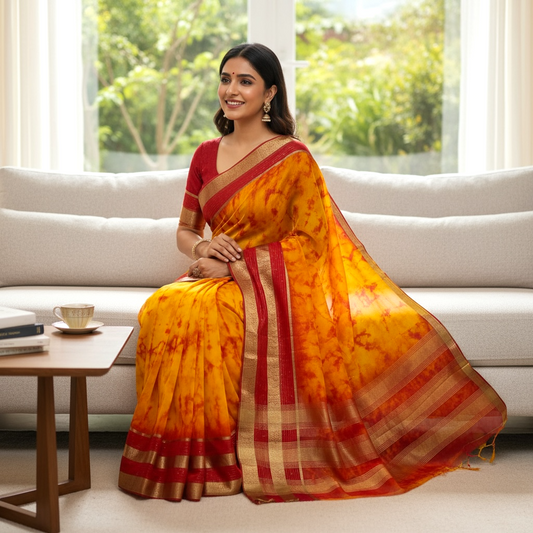 Yellow Organza Saree