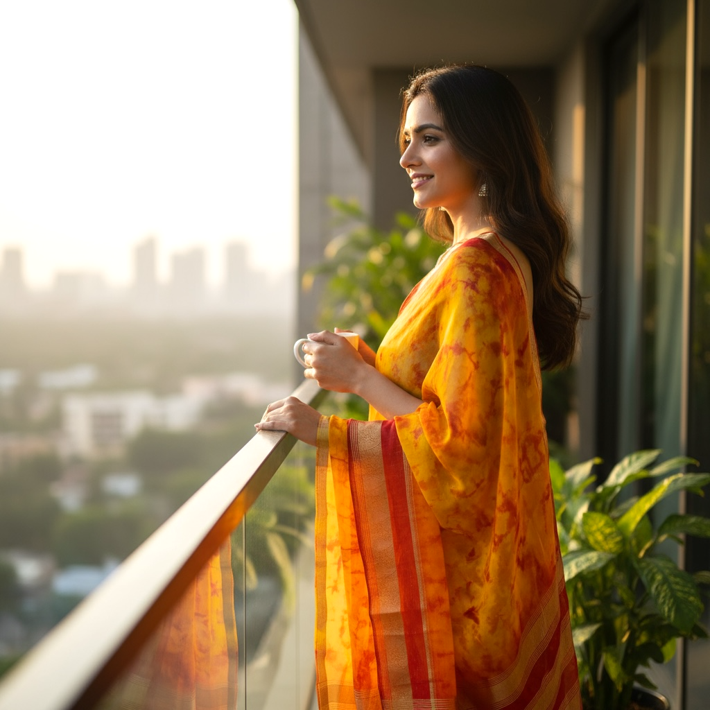 Yellow Organza Saree