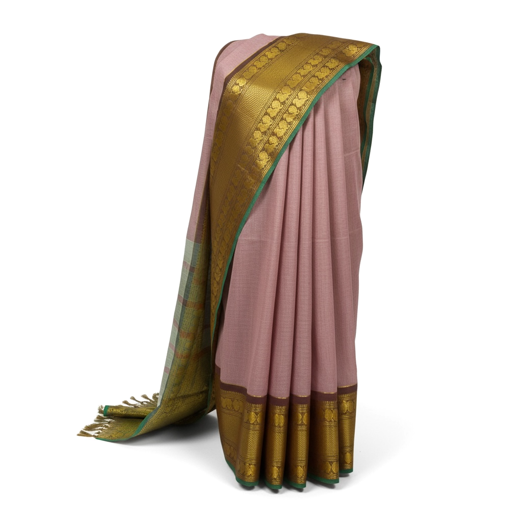 Pastel Pink Colour Handloom Cotton Saree