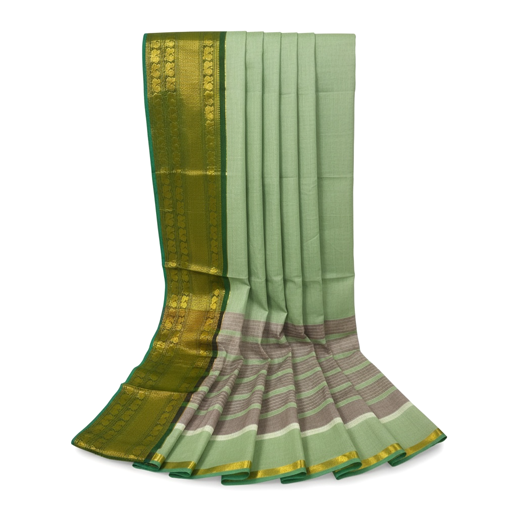 Tea Green Colour Handloom Cotton Saree