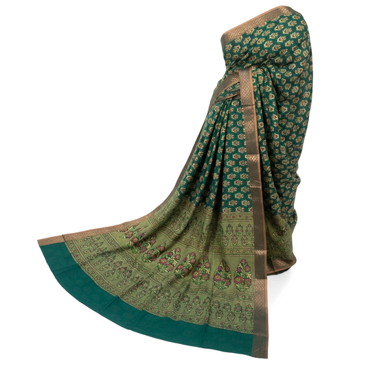 Peacock Blue Colour Gadwal Cotton Saree