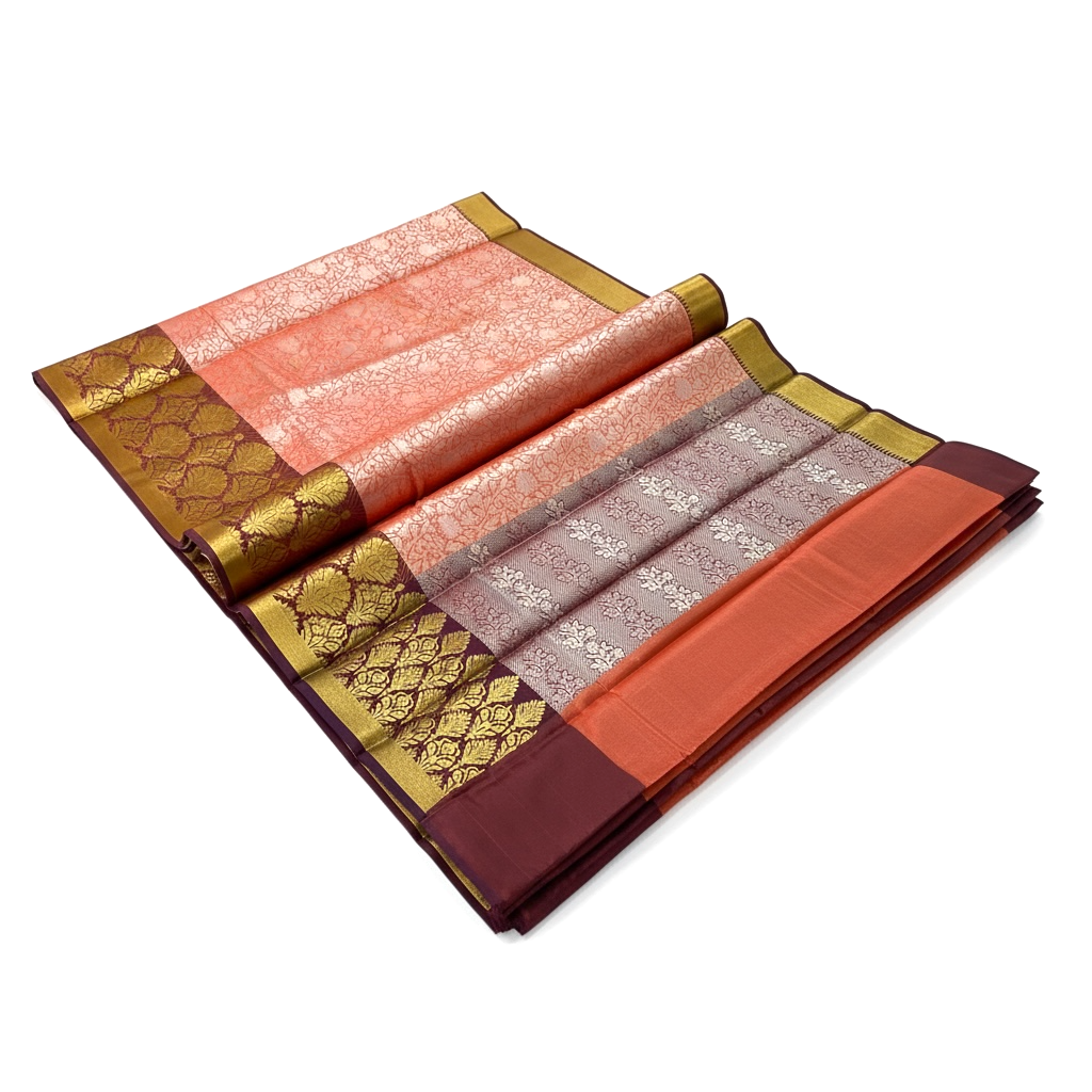 Light Orange and Maroon Colour Soft Pattu Saree