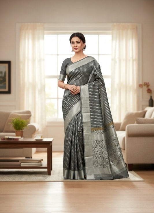 Black Mono Cotton Saree