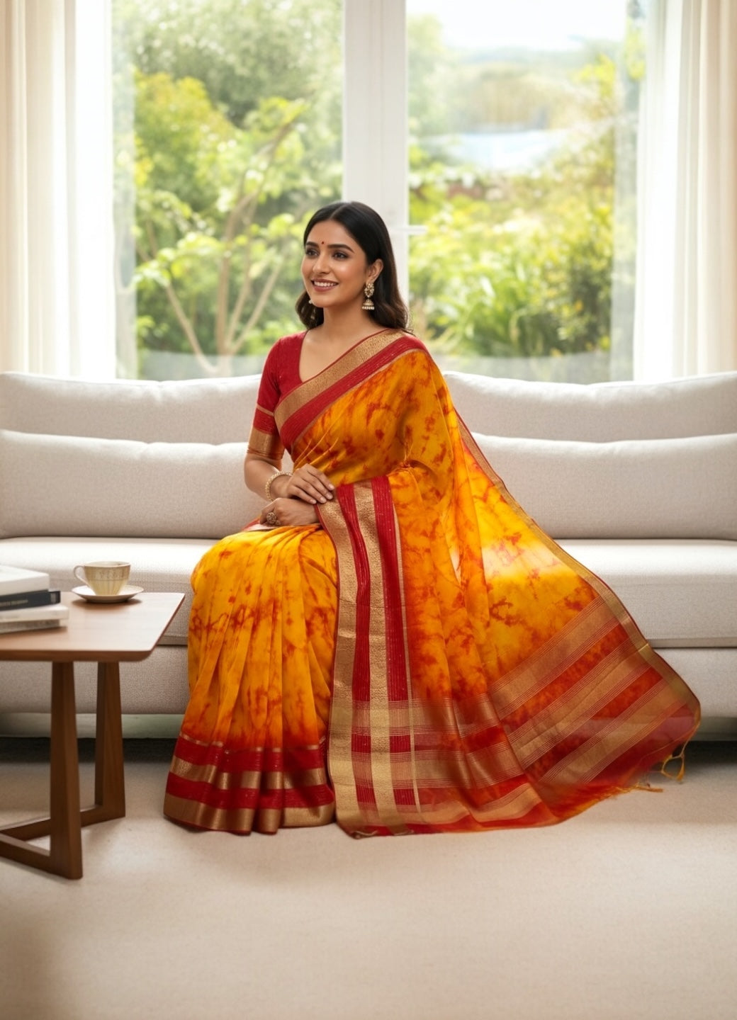 Yellow Organza Saree