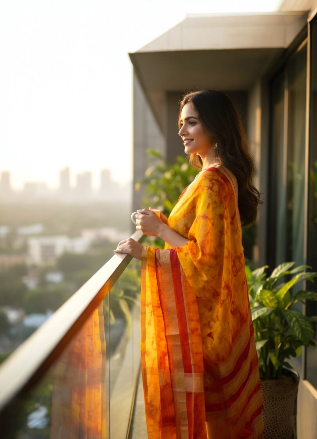 Yellow Organza Saree