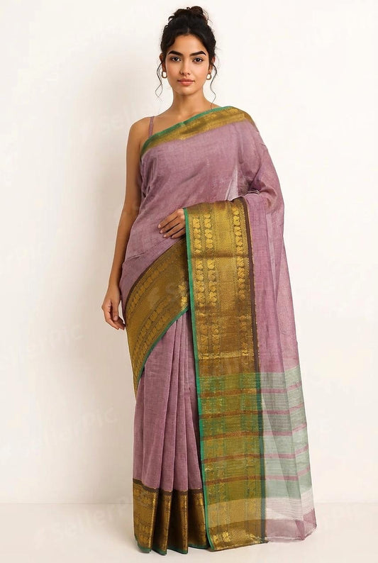 Pastel Pink Colour Handloom Cotton Saree