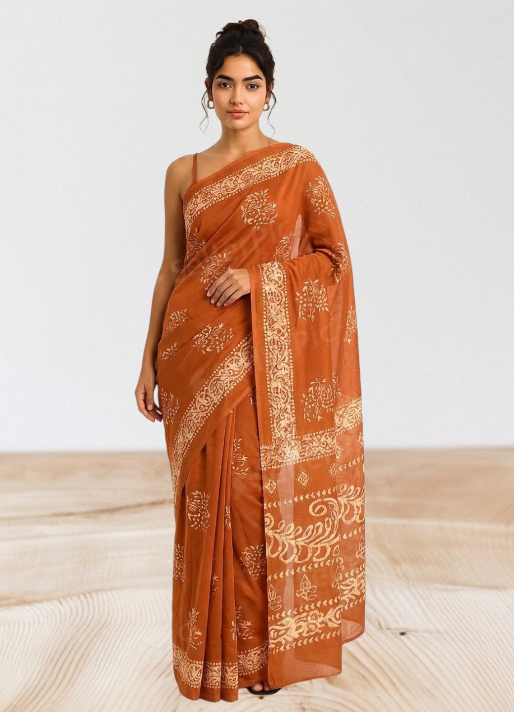 Light Brown Colour Cotton Saree