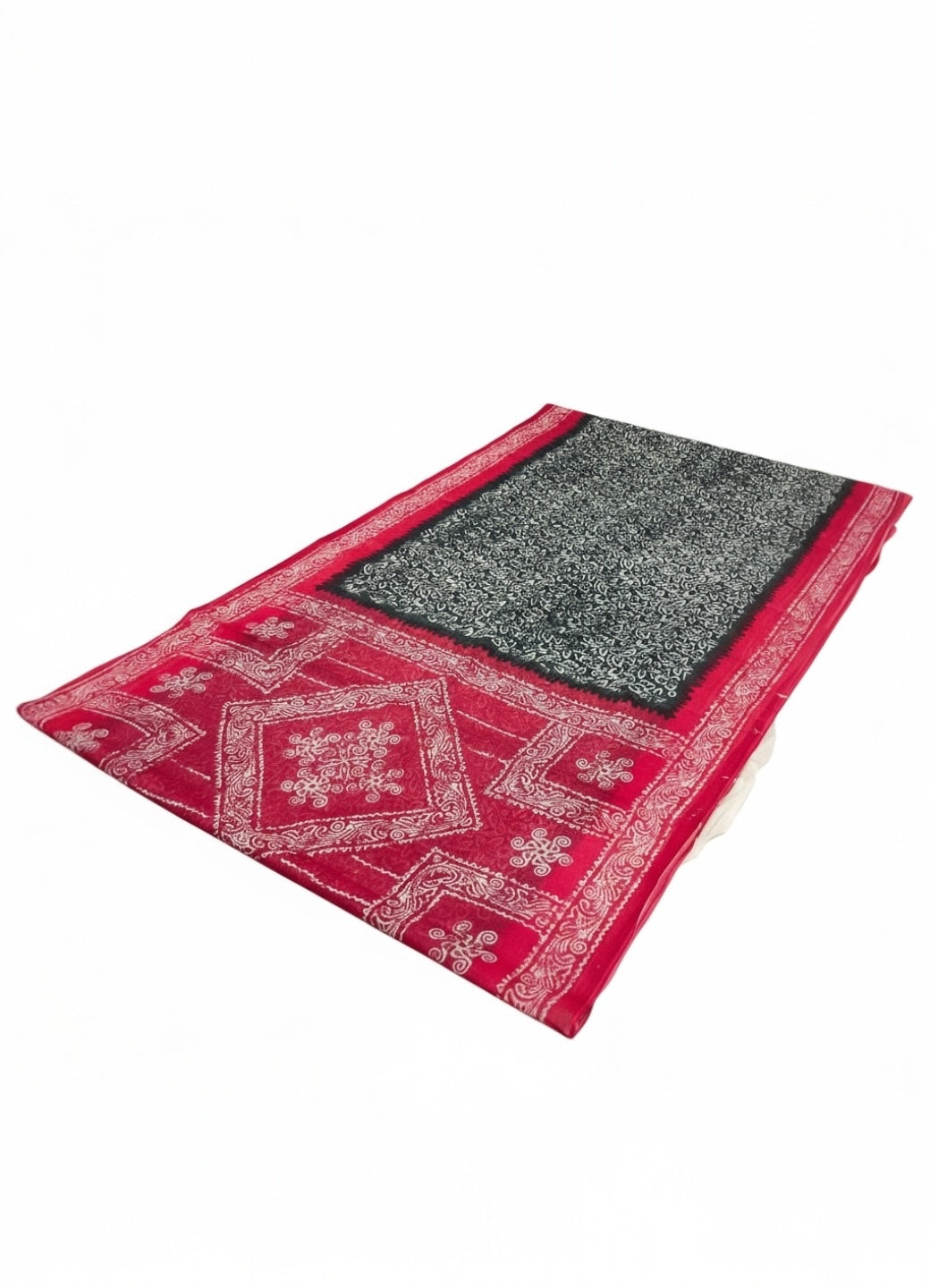 Grey Colour Cotton Saree with Hand Block Print