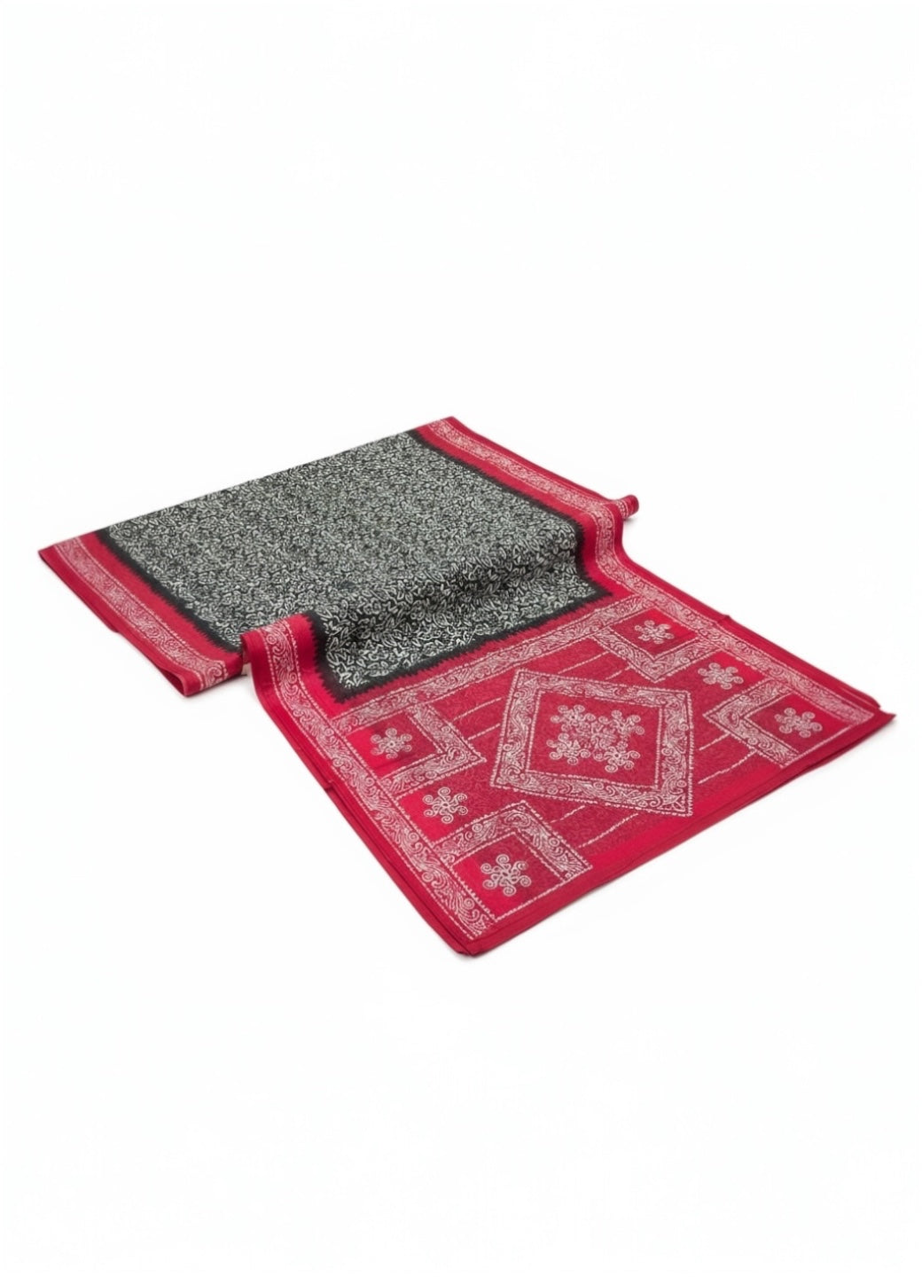 Grey Colour Cotton Saree with Hand Block Print