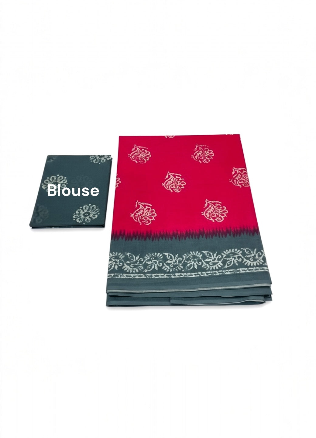 Pink Colour Cotton Saree with Hand Block Print