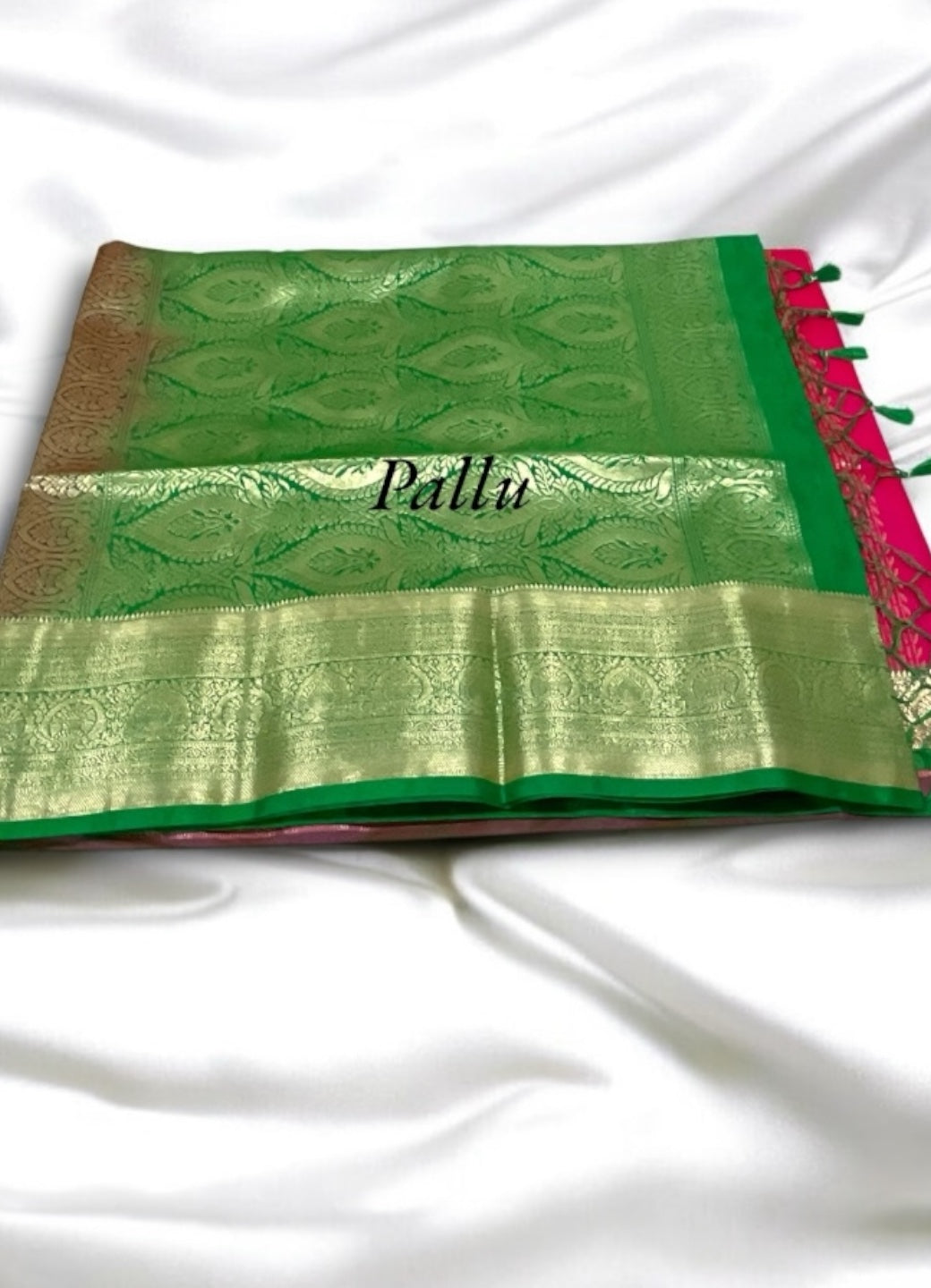 Pink and Green Colour Handloom Pattu Saree