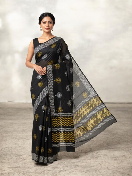 Traditional Printed Mul Mul Cotton Saree for Women