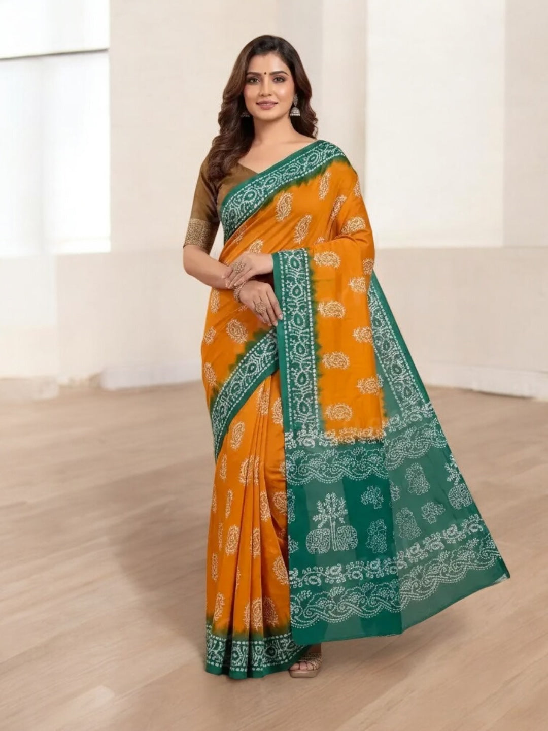 Stylish Mustard yellow saree in pure cotton fabric