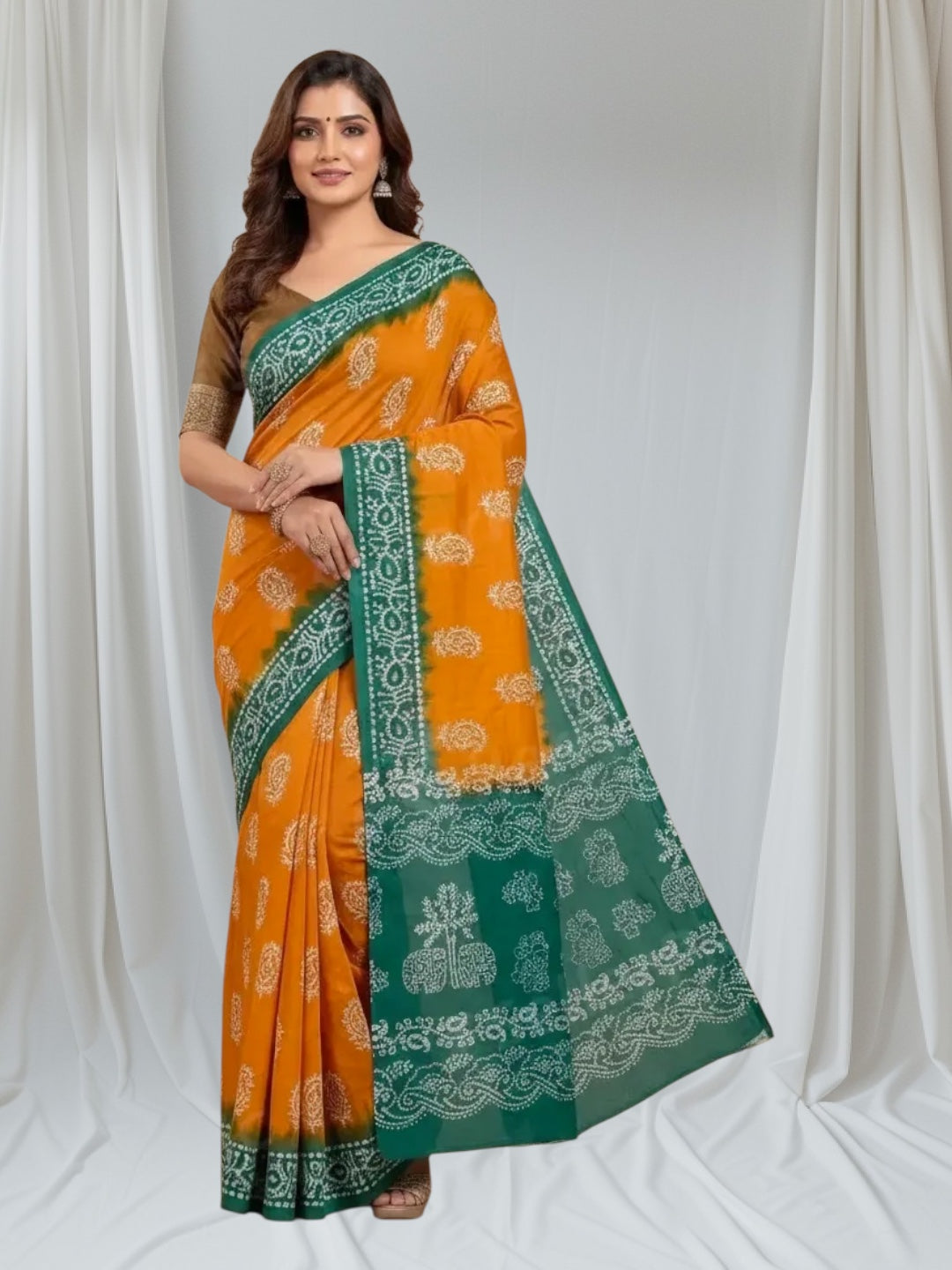 Stylish Mustard yellow saree in pure cotton fabric
