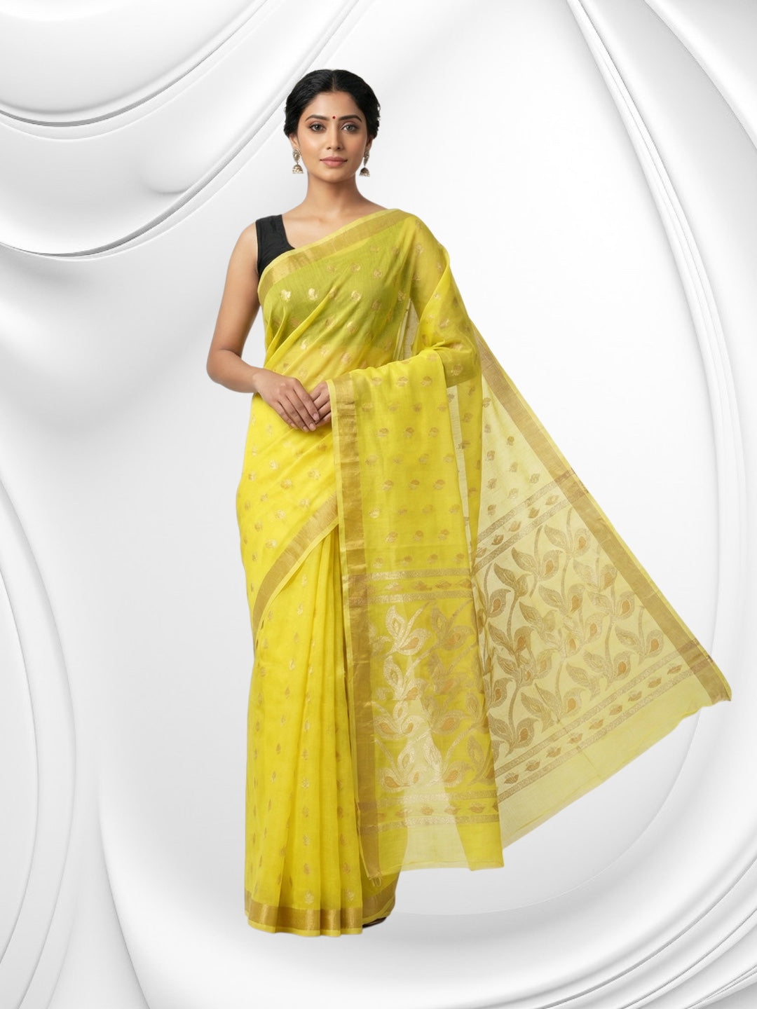 Lemon Yellow Colour Banarasi Fancy Saree