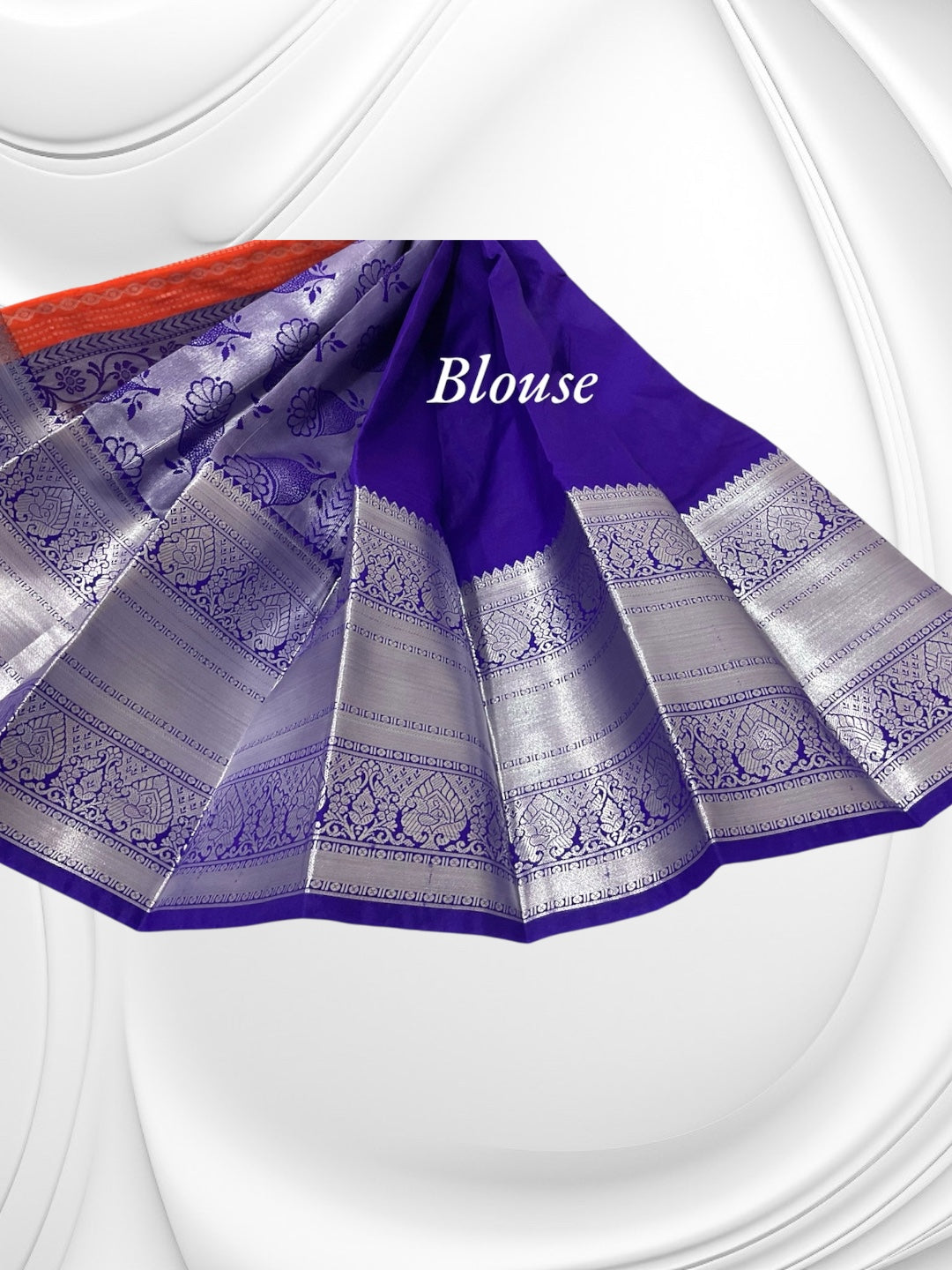 Orange and Blue Colour Soft Pattu Saree