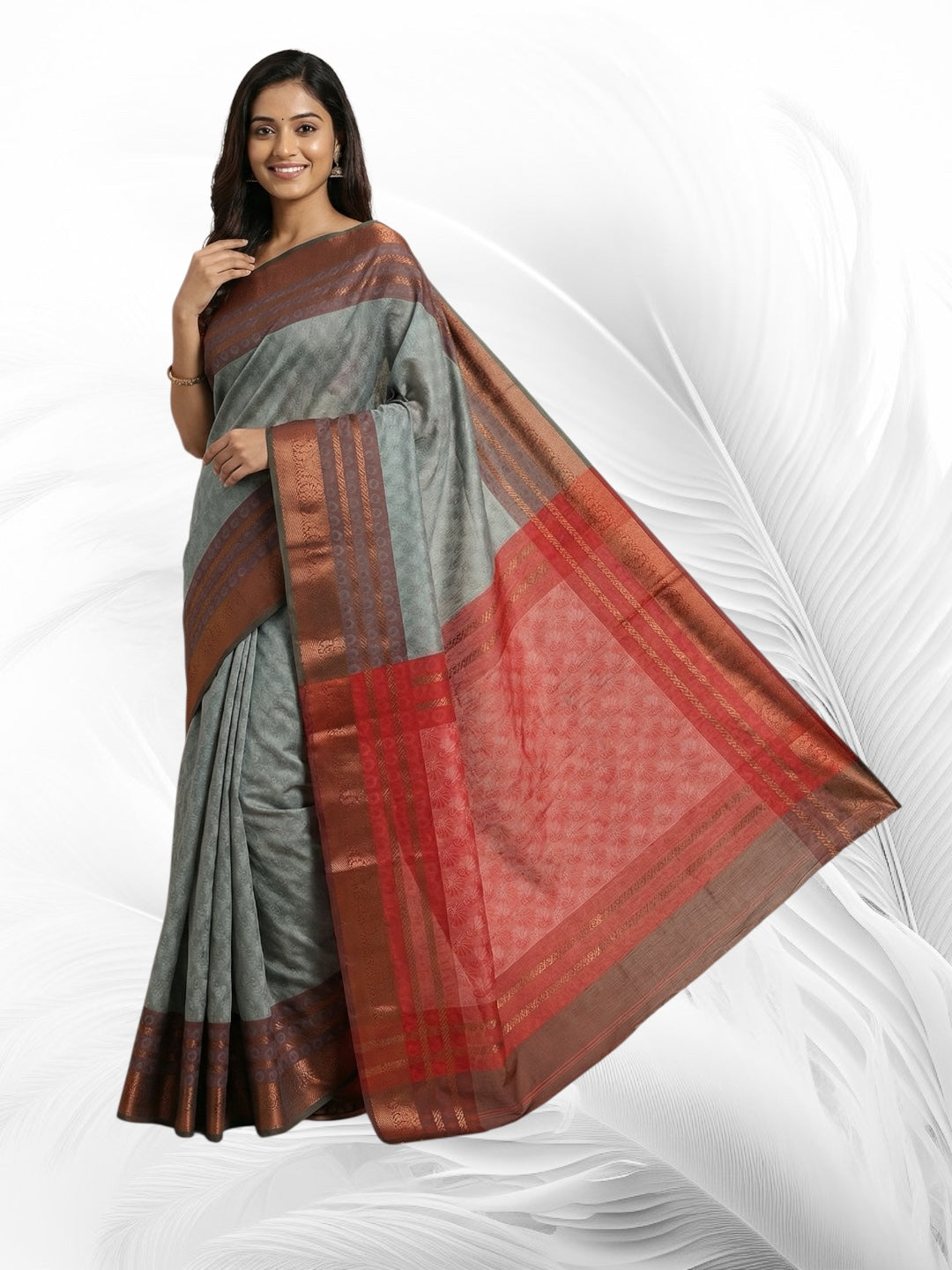 Light Pastel Green Colour 3D Art Silk Saree