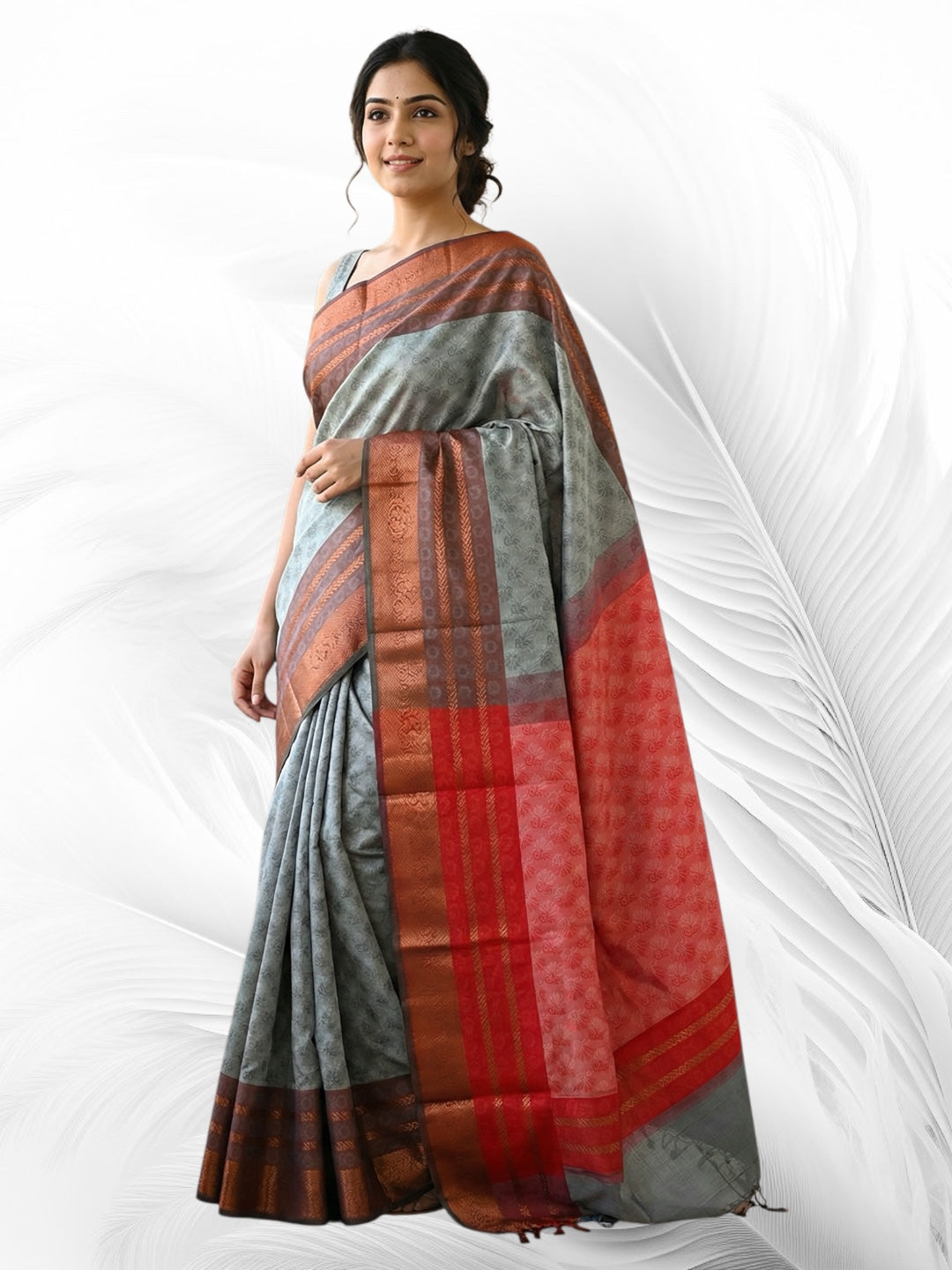 Light Pastel Green Colour 3D Art Silk Saree