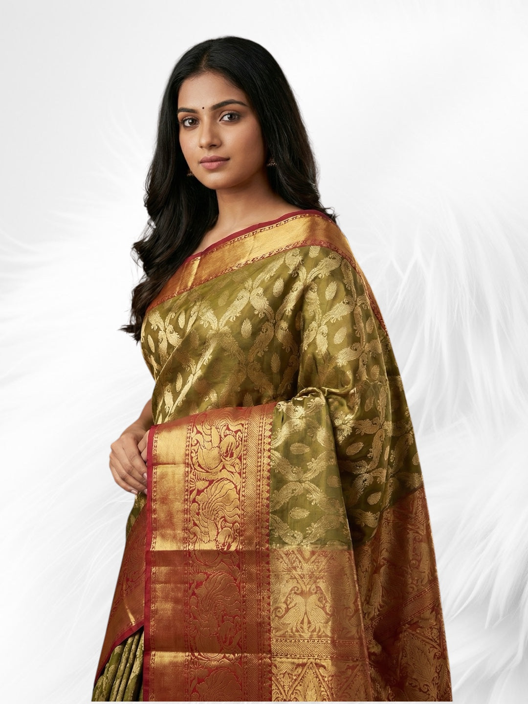 Light Brownish Yellow Colour Banarasi Soft Pattu Saree