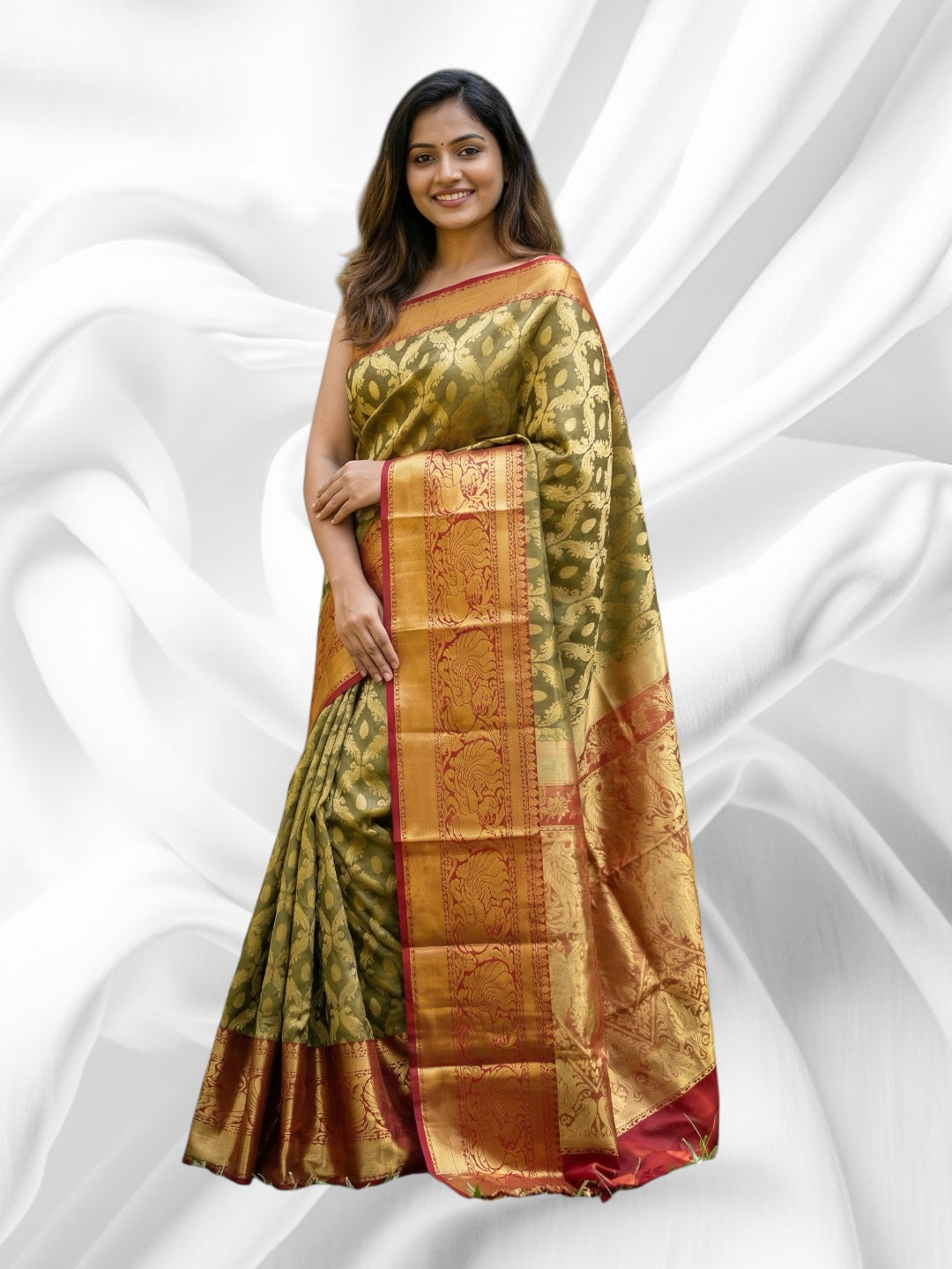 Light Brownish Yellow Colour Banarasi Soft Pattu Saree