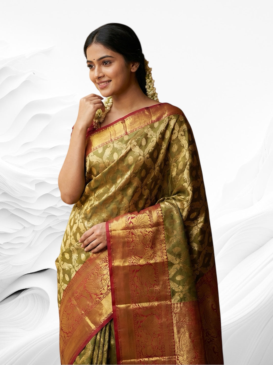 Light Brownish Yellow Colour Banarasi Soft Pattu Saree