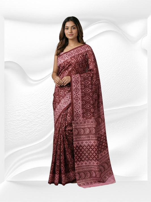 Stylish Brown saree in pure cotton fabric