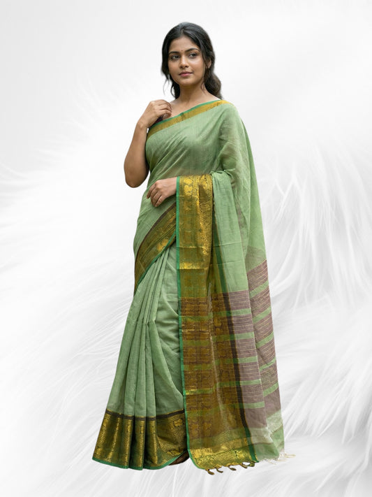 Tea Green Colour Handloom Cotton Saree