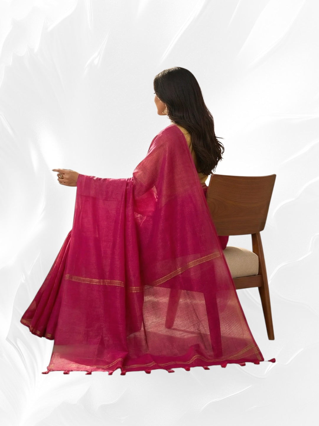 Pink Colour Khadi Cotton Saree