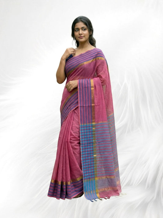 Pink Colour Handloom Cotton Saree
