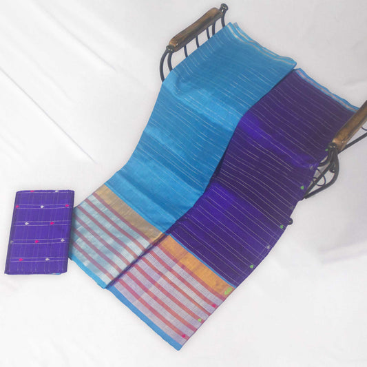 Venkatagiri Violet & Blue Cotton Pattu Saree