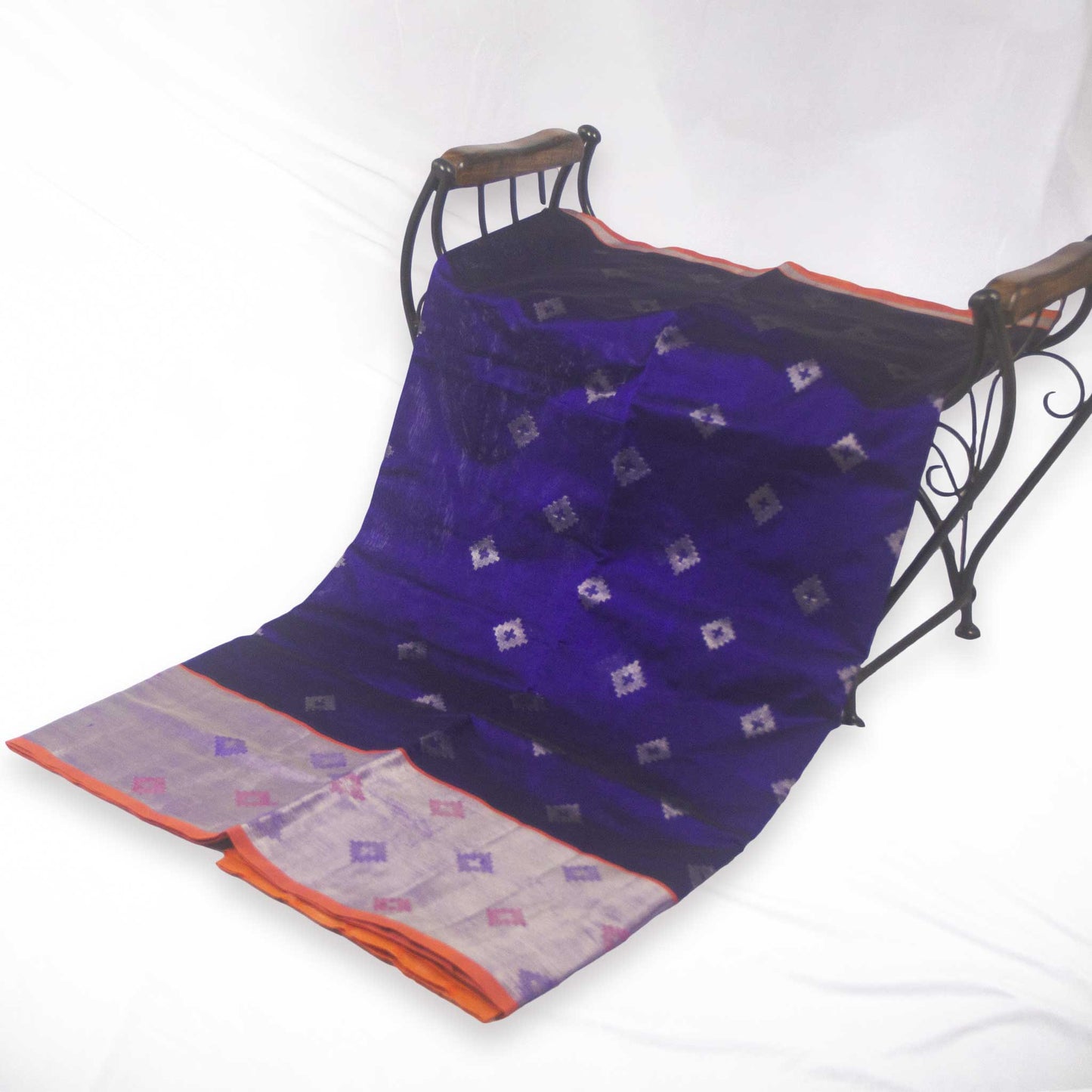 Venkatagiri Deep Violet & Orange Cotton Pattu Saree