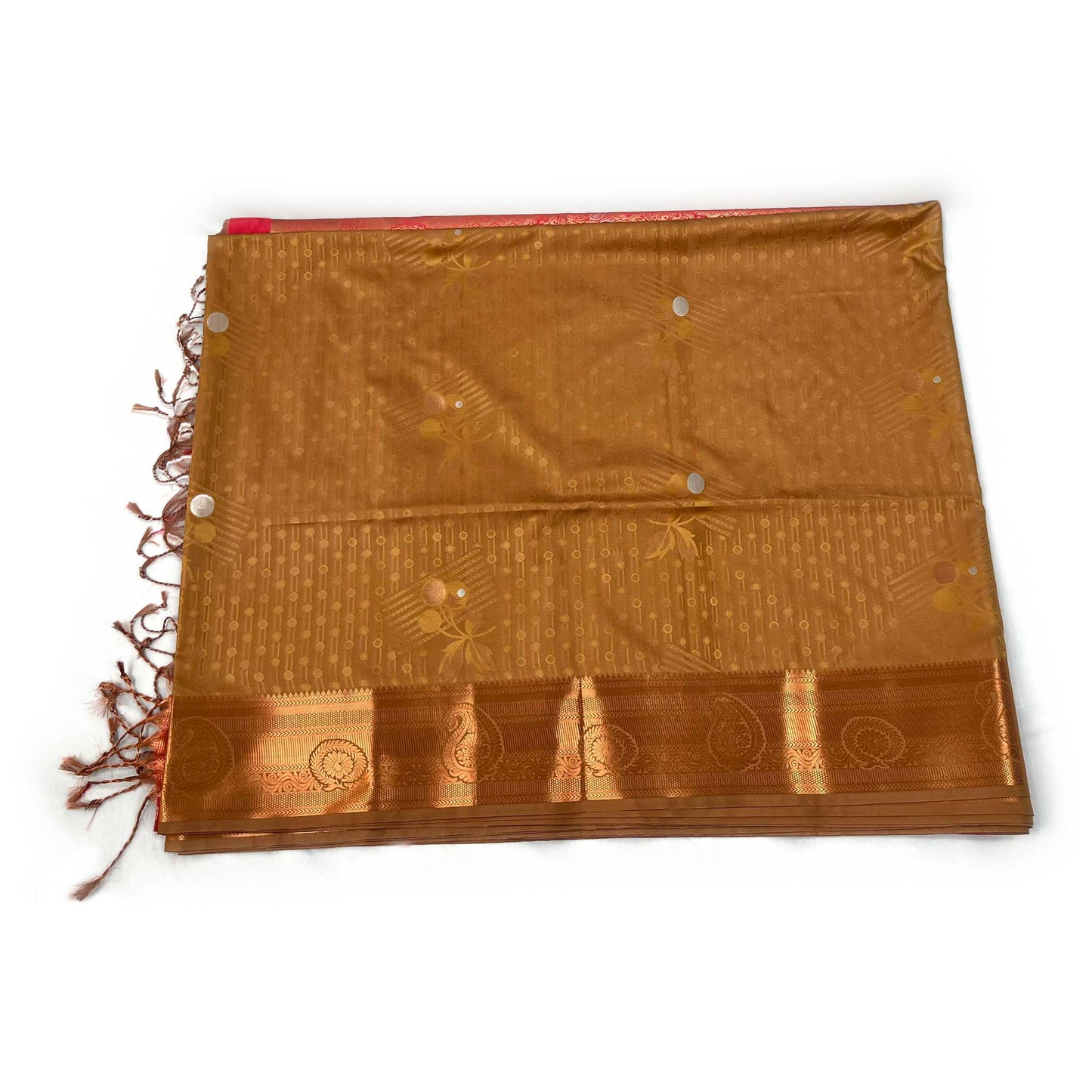 Copper Toned Brown & Pink Soft Pattu Saree