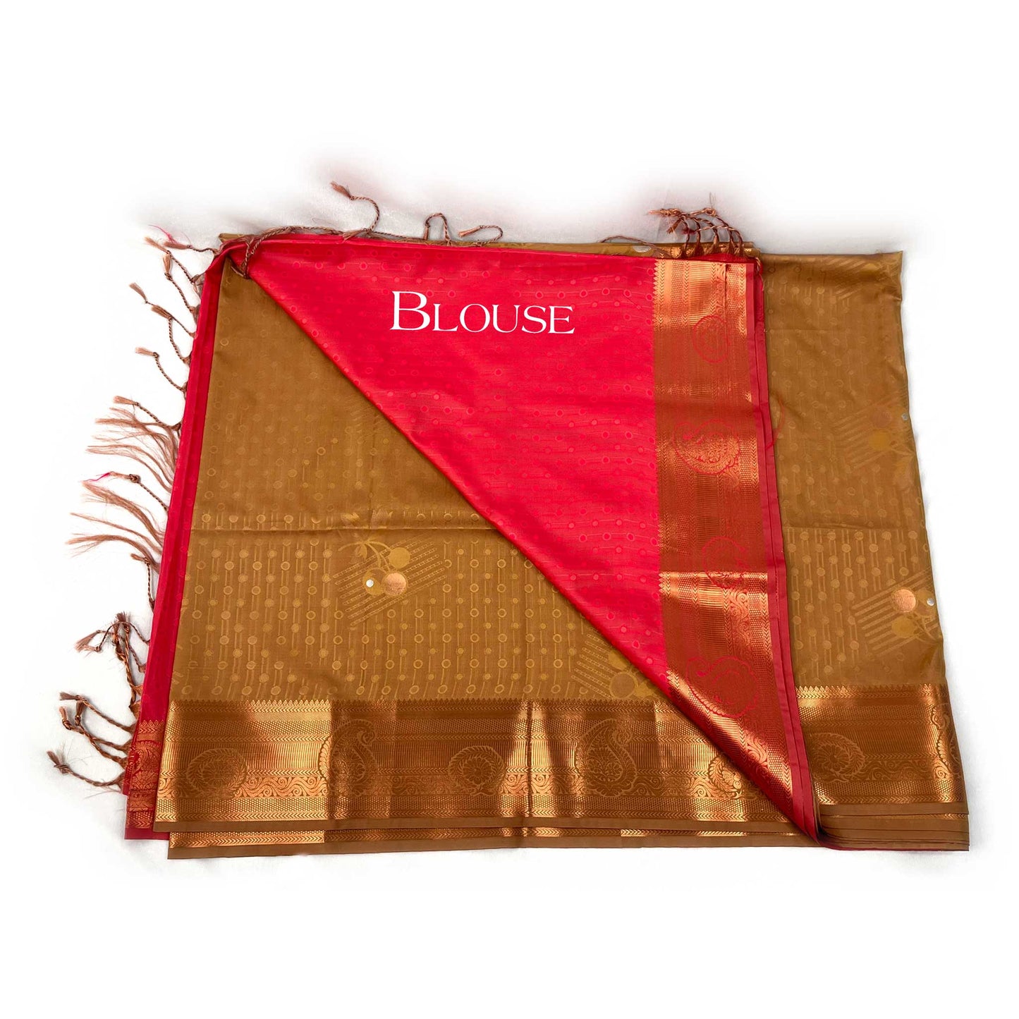 Copper Toned Brown & Pink Soft Pattu Saree