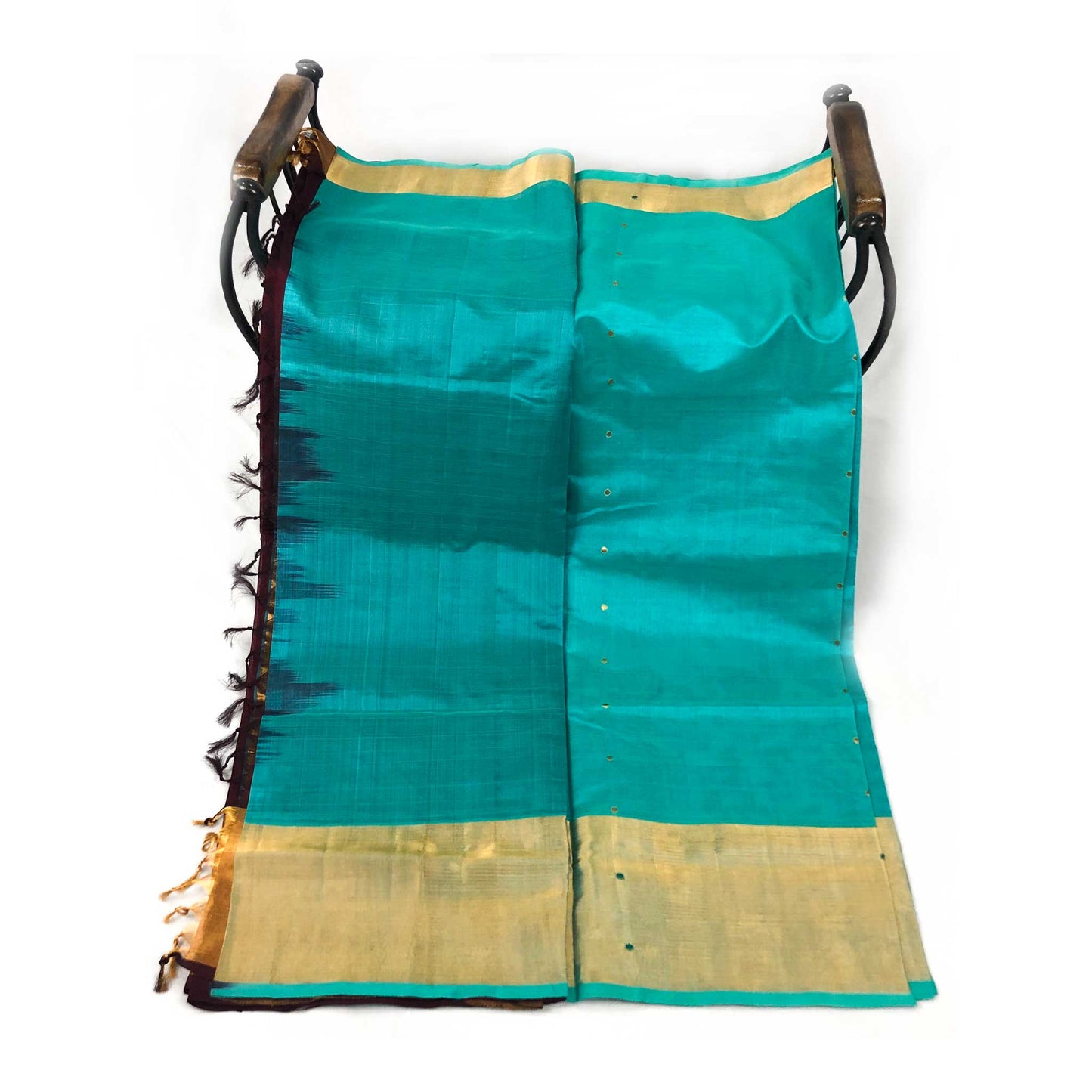 Venkatagiri Light Green & Brown Cotton Pattu Saree