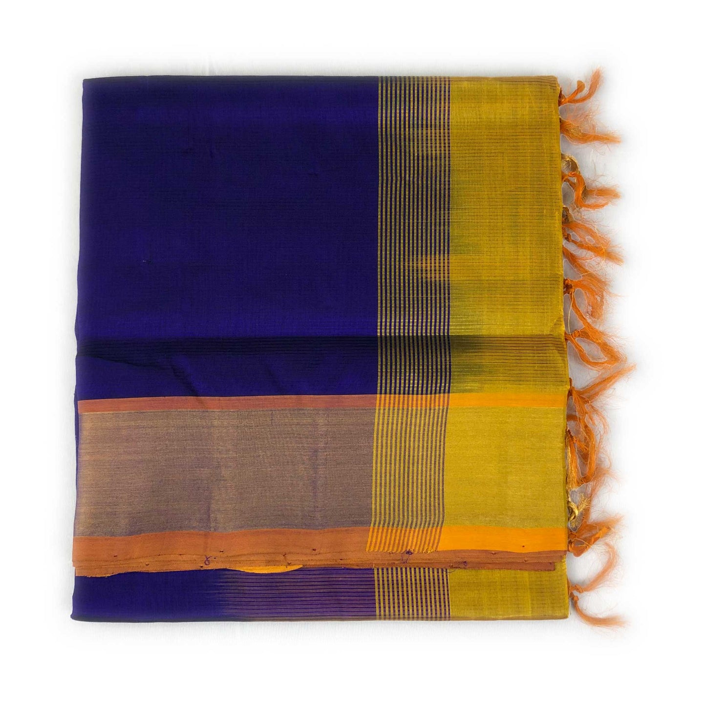 Venkatagiri Deep Violet & Mustard Yellow Cotton Pattu Saree