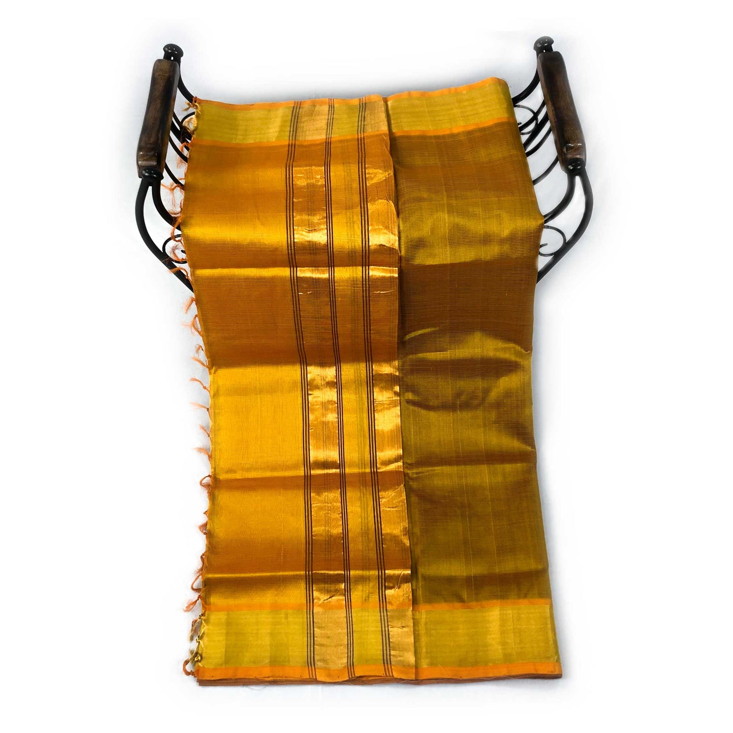 Venkatagiri Deep Violet & Mustard Yellow Cotton Pattu Saree