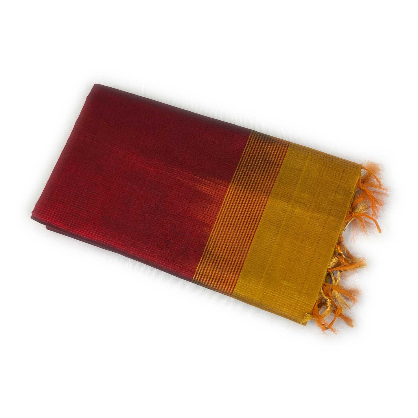 Venkatagiri Maroon & Mustard Yellow Cotton Pattu Saree