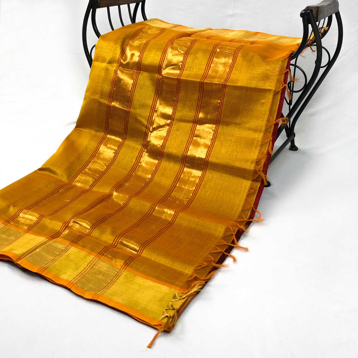 Venkatagiri Maroon & Mustard Yellow Cotton Pattu Saree