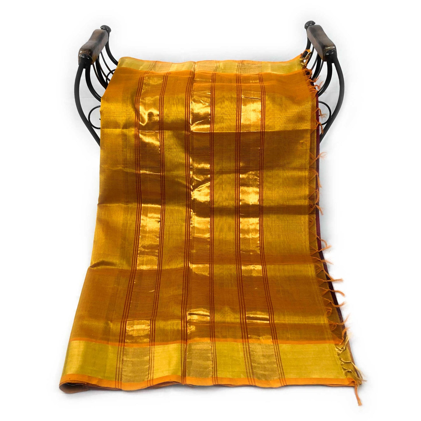 Venkatagiri Maroon & Mustard Yellow Cotton Pattu Saree