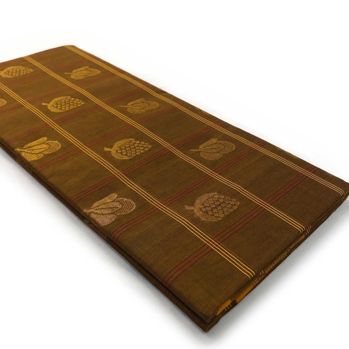 Venkatagiri Handloom Brown & Mustard Yellow Cotton Saree